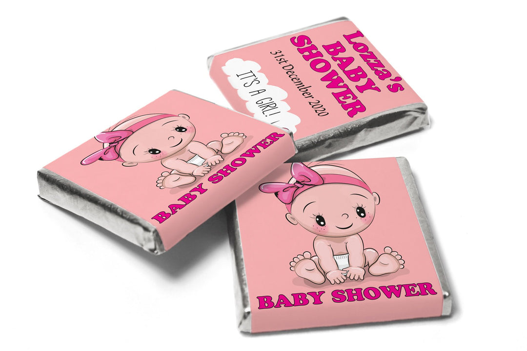 Baby Shower Chocolates - Personalised Favours - Neapolitan Chocolates - Girl V3