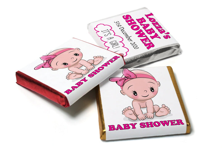 Baby Shower Chocolates - Personalised Favours - Neapolitan Chocolates - Girl V4