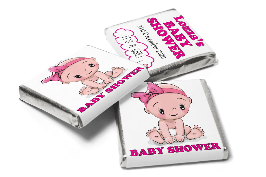 Baby Shower Chocolates - Personalised Favours - Neapolitan Chocolates - Girl V4