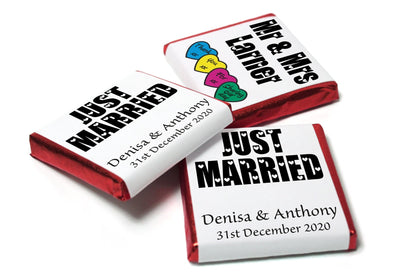 Wedding Chocolates - Personalised Wedding Favours - Neapolitan Chocolates  Black Text