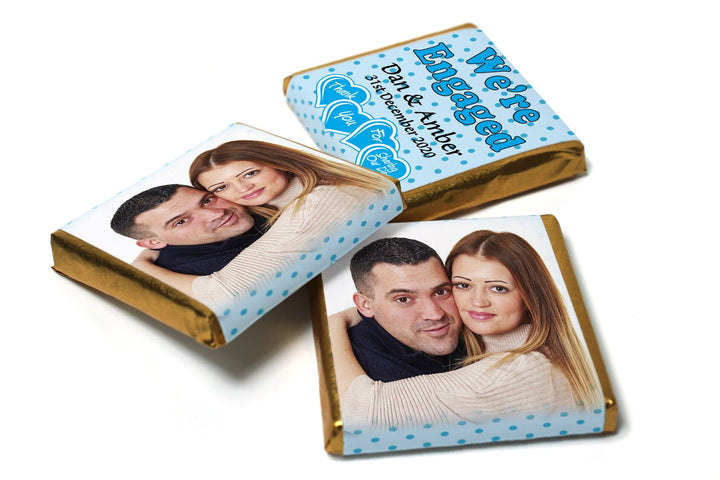 Engaged Chocolates - Personalised Favours - Neapolitan Chocolates - Spotty Blue