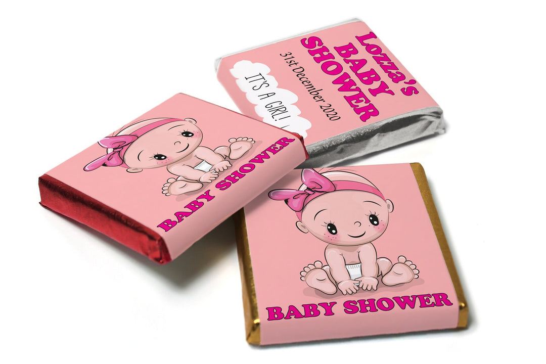 Baby Shower Chocolates - Personalised Favours - Neapolitan Chocolates - Girl V3