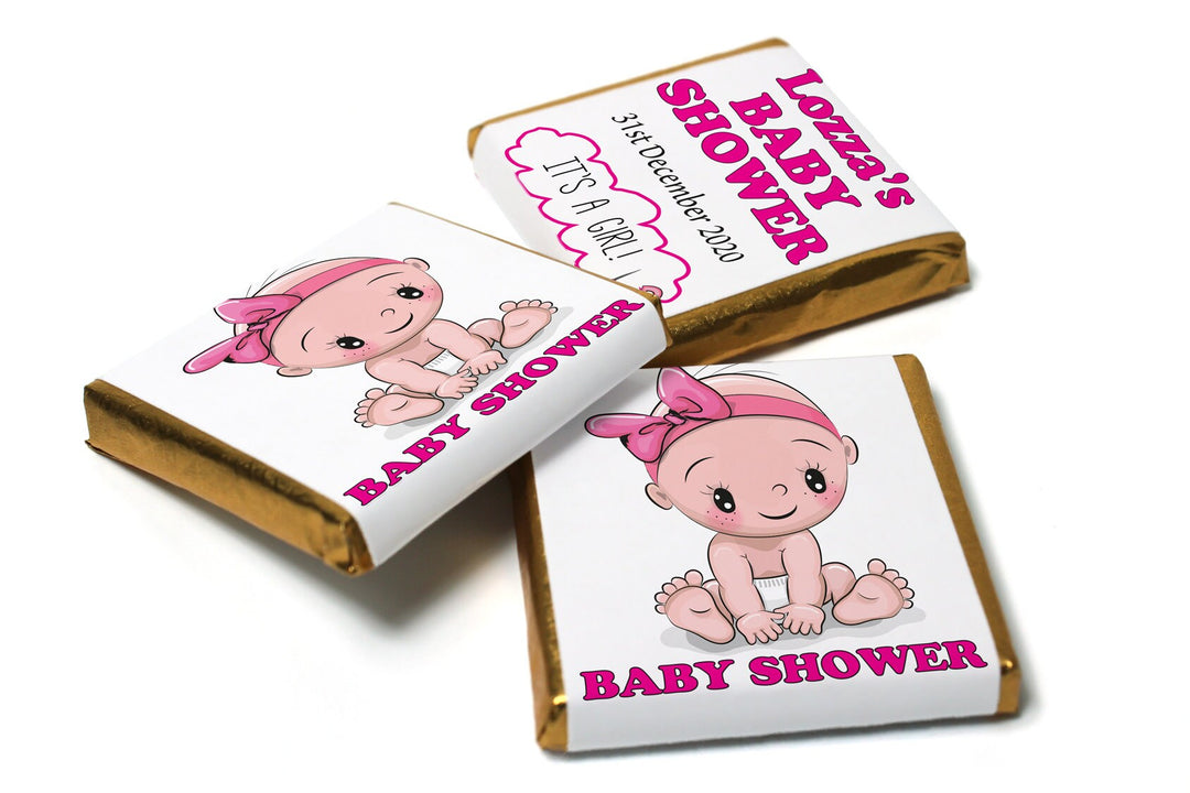 Baby Shower Chocolates - Personalised Favours - Neapolitan Chocolates - Girl V4