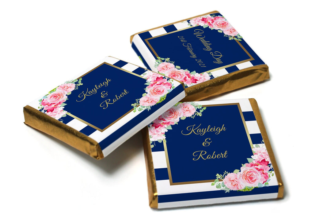 Floral Wedding Chocolates - Personalised Wedding Favours - Neapolitan Chocolates - V8