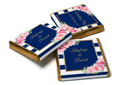 Floral Wedding Chocolates - Personalised Wedding Favours - Neapolitan Chocolates - V8