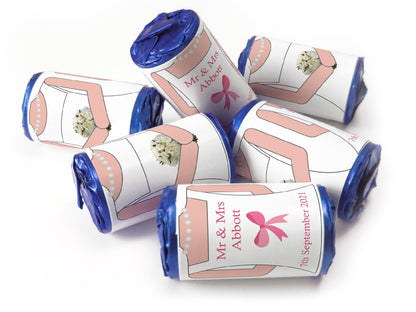 Wedding Sweets - Personalised Wedding Favours - Love Heart Sweets with Inner Foil choice, Bride, Foil Choices - V8