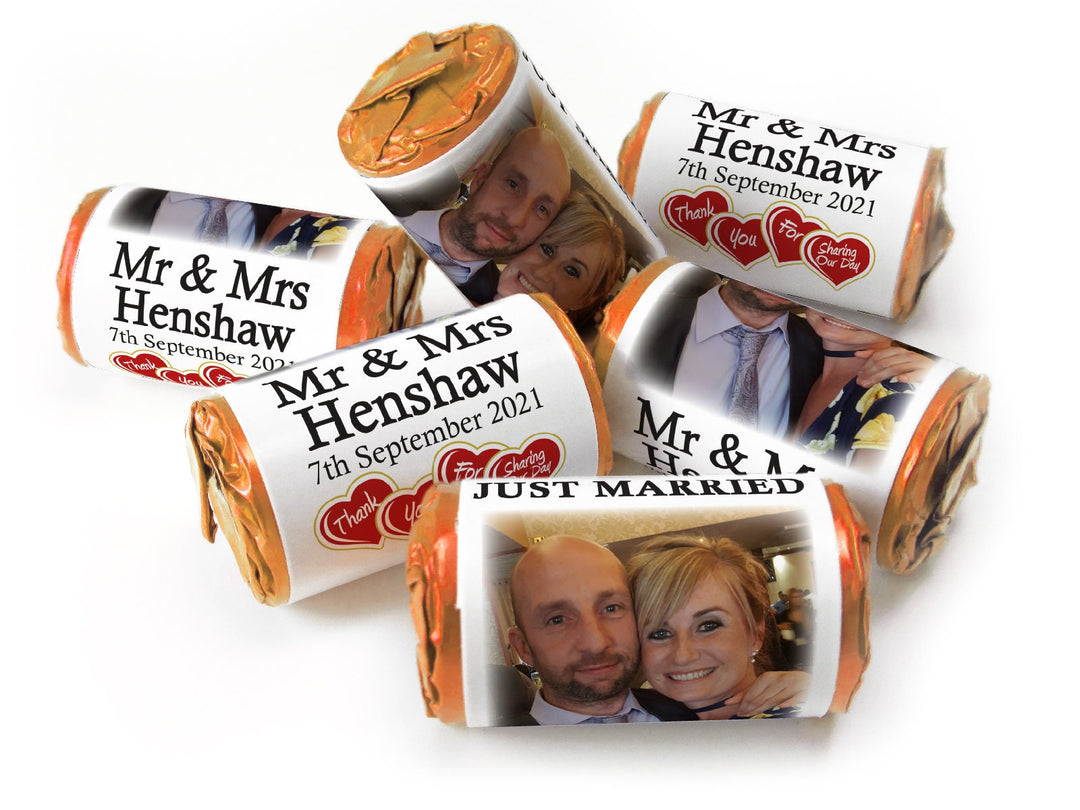 Wedding Sweets - Personalised Wedding Favours - Love Heart Sweets with Inner Foil choices - V3