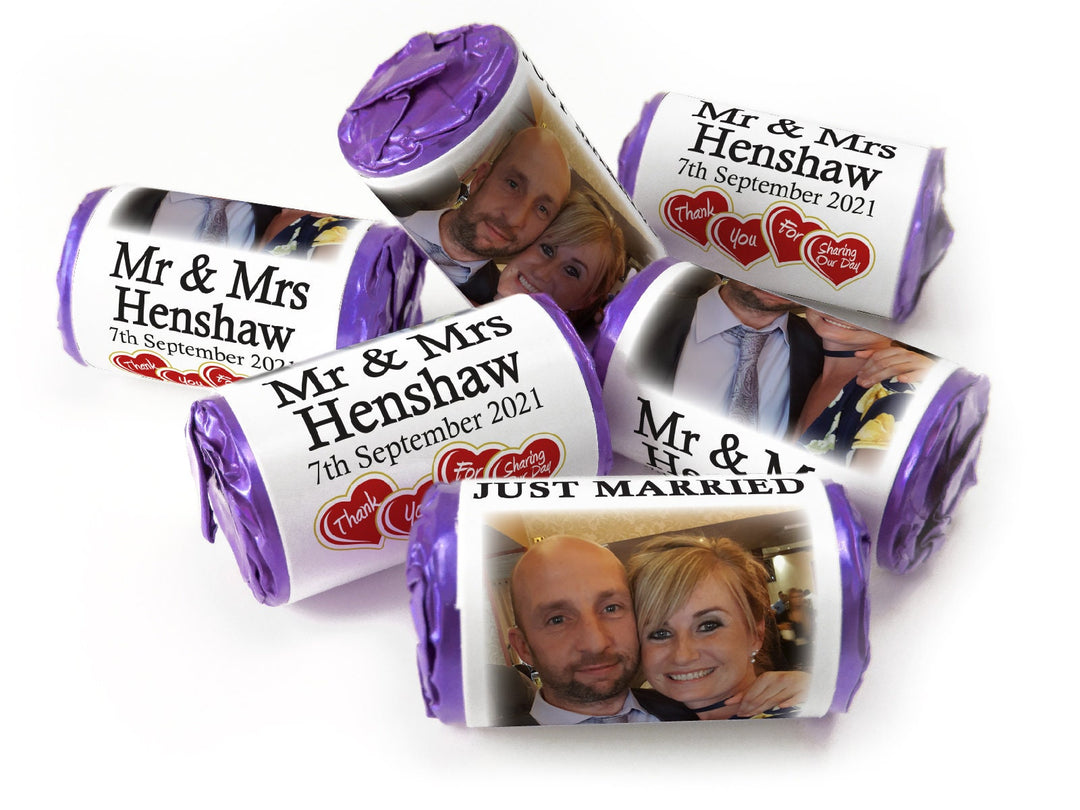 Wedding Sweets - Personalised Wedding Favours - Love Heart Sweets with Inner Foil choices - V3