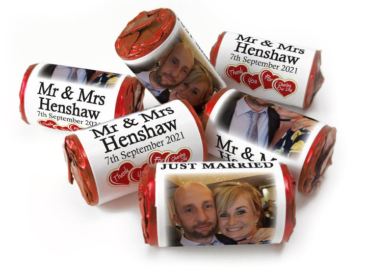 Wedding Sweets - Personalised Wedding Favours - Love Heart Sweets with Inner Foil choices - V3