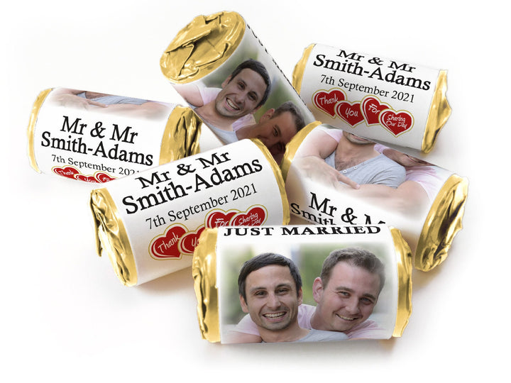 Wedding Sweets - Personalised Wedding Favours - Love Heart Sweets with Inner Foil choices, Mr & Mr - V3