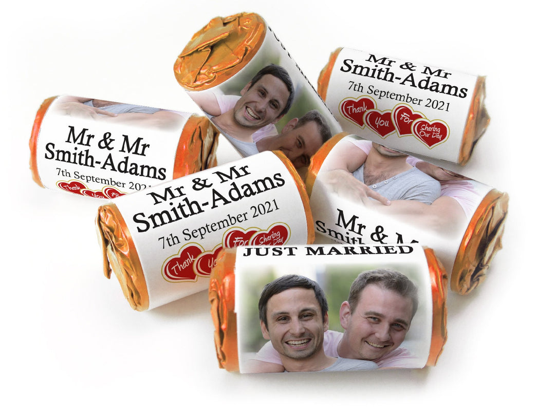 Wedding Sweets - Personalised Wedding Favours - Love Heart Sweets with Inner Foil choices, Mr & Mr - V3