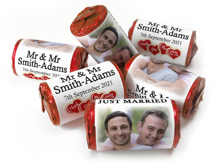 Wedding Sweets - Personalised Wedding Favours - Love Heart Sweets with Inner Foil choices, Mr & Mr - V3