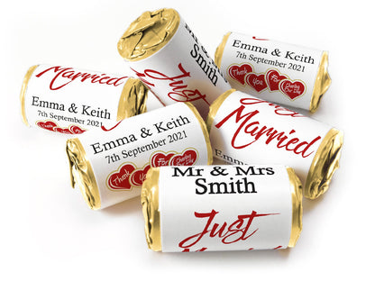 Wedding Sweets - Personalised Wedding Favours - Love Heart Sweets - with Foil Choices - V4