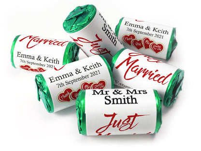 Wedding Sweets - Personalised Wedding Favours - Love Heart Sweets - with Foil Choices - V4