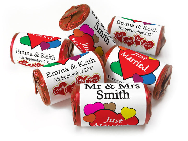 Wedding Sweets - Personalised Wedding Favours - Love Heart Sweets with Inner Foil choices - V6