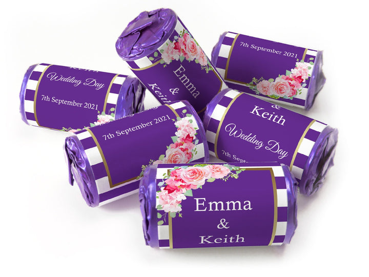 Wedding Sweets - Personalised Wedding Favours - Love Heart Sweets with Inner Foil choices, Floral,Colour Match Foil Choices - V10