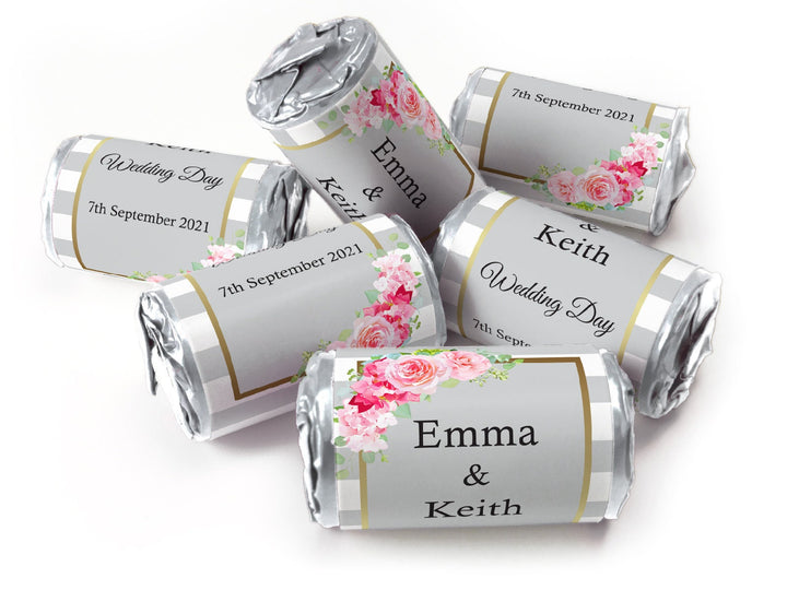 Wedding Sweets - Personalised Wedding Favours - Love Heart Sweets with Inner Foil choices, Floral,Colour Match Foil Choices - V10