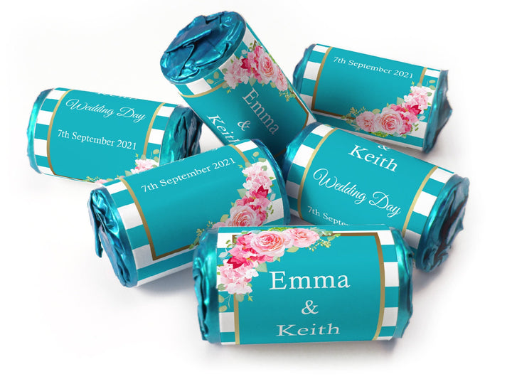 Wedding Sweets - Personalised Wedding Favours - Love Heart Sweets with Inner Foil choices, Floral,Colour Match Foil Choices - V10