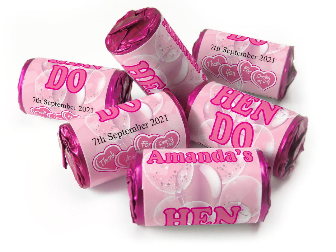 Hen Do Sweets - Personalised Favours - Love Heart Sweets with Inner Foil choices, V2