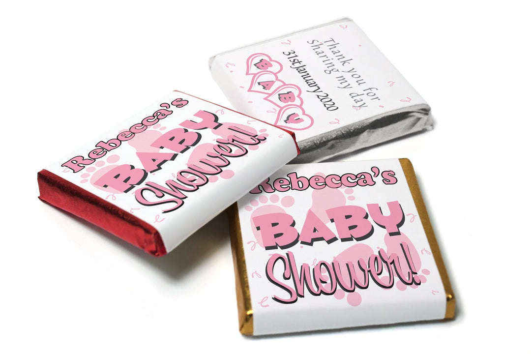 Baby Shower Chocolates - Personalised Favours - Neapolitan Chocolates - Girl V2