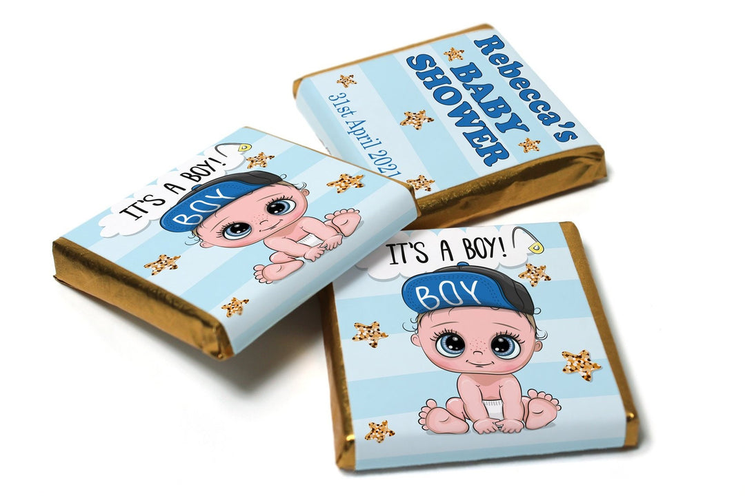 Baby Shower Chocolates - Personalised Favours - Neapolitan Chocolates - Boy V5