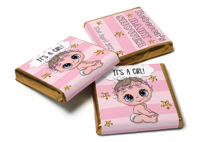 Baby Shower Chocolates - Personalised Favours - Neapolitan Chocolates - Girl V5