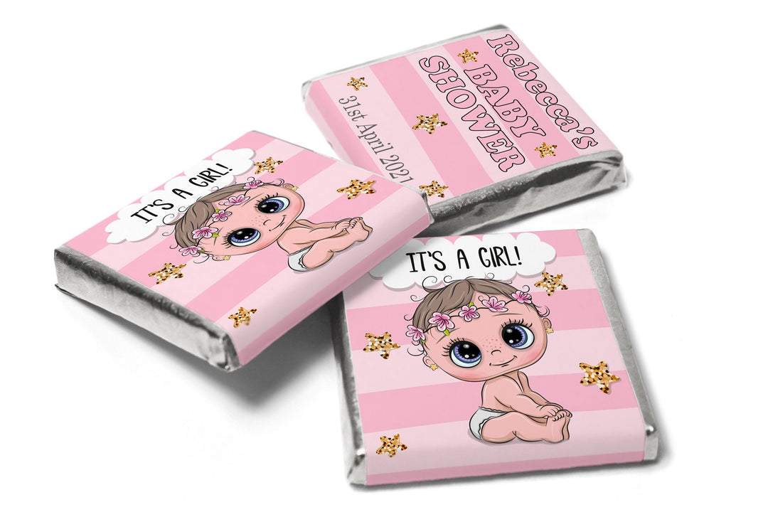 Baby Shower Chocolates - Personalised Favours - Neapolitan Chocolates - Girl V5