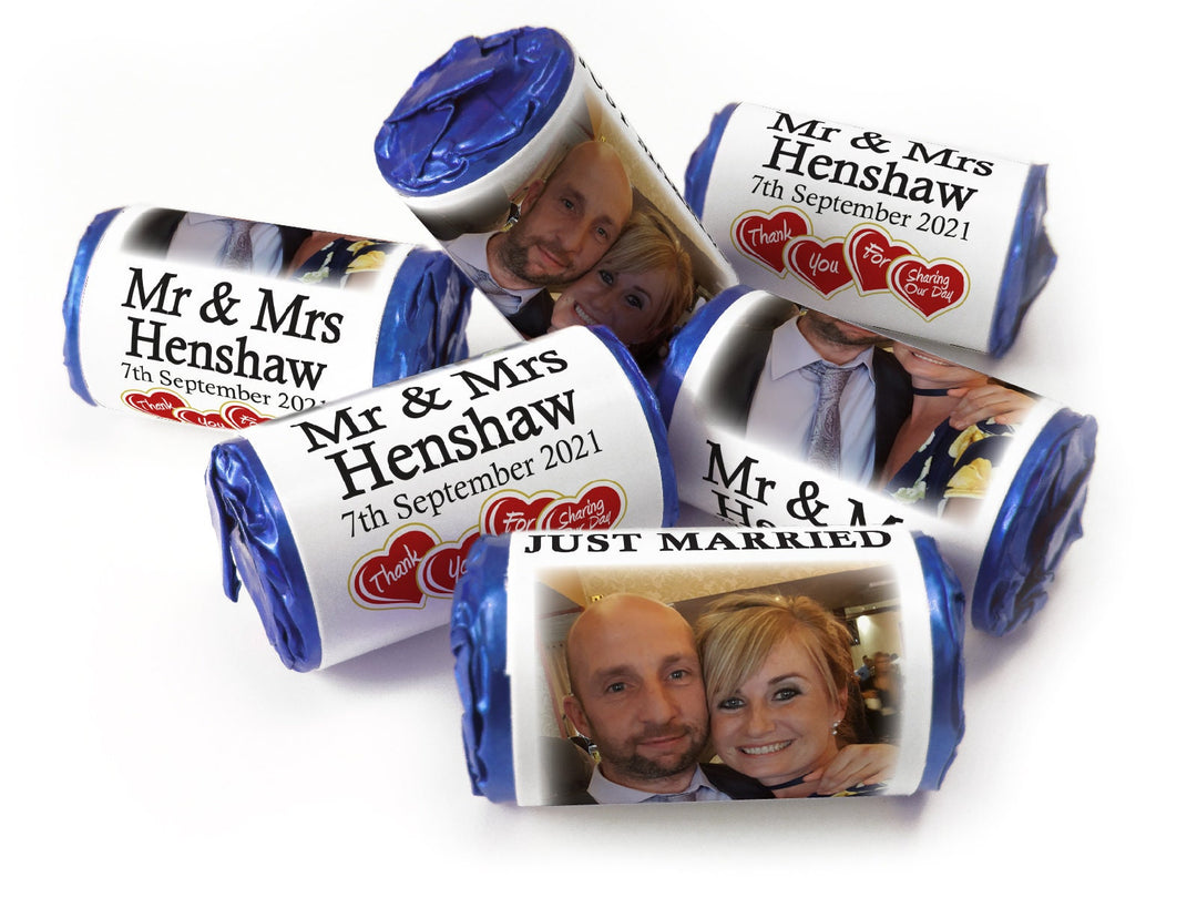 Wedding Sweets - Personalised Wedding Favours - Love Heart Sweets with Inner Foil choices - V3