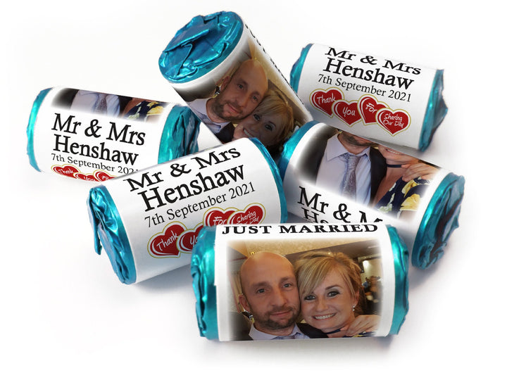 Wedding Sweets - Personalised Wedding Favours - Love Heart Sweets with Inner Foil choices - V3