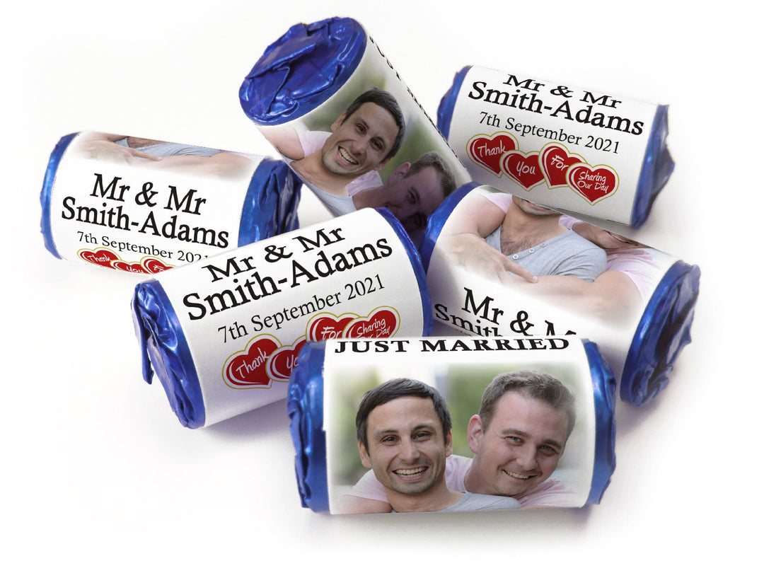 Wedding Sweets - Personalised Wedding Favours - Love Heart Sweets with Inner Foil choices, Mr & Mr - V3