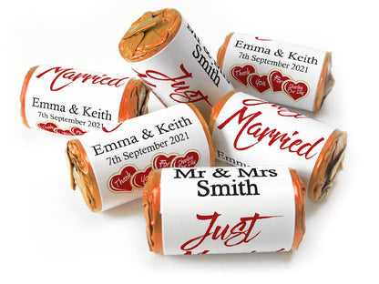 Wedding Sweets - Personalised Wedding Favours - Love Heart Sweets - with Foil Choices - V4