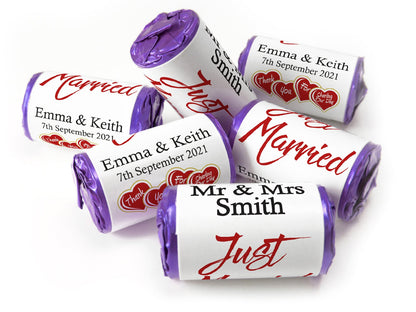 Wedding Sweets - Personalised Wedding Favours - Love Heart Sweets - with Foil Choices - V4