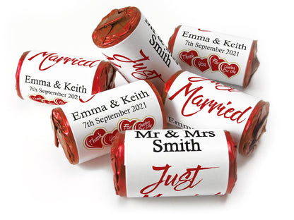 Wedding Sweets - Personalised Wedding Favours - Love Heart Sweets - with Foil Choices - V4