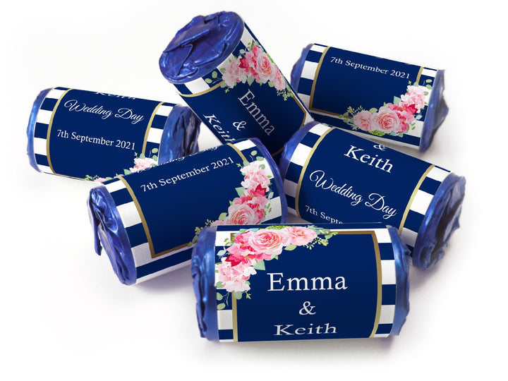 Wedding Sweets - Personalised Wedding Favours - Love Heart Sweets with Inner Foil choices, Floral,Colour Match Foil Choices - V10