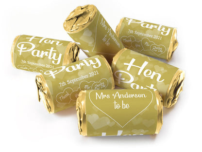 Hen Party Sweets - Personalised Favours - Love Heart Sweets with Matching Colour Foil Choices - V1