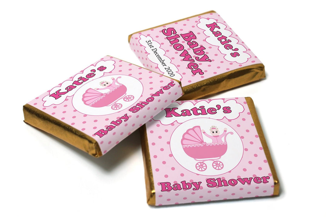 Baby Shower Chocolates - Personalised Favours - Neapolitan Chocolates - Girl V1