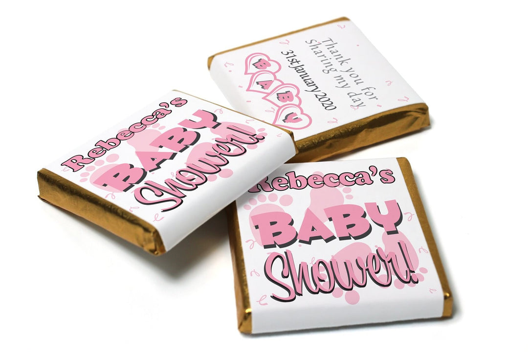 Baby Shower Chocolates - Personalised Favours - Neapolitan Chocolates - Girl V2