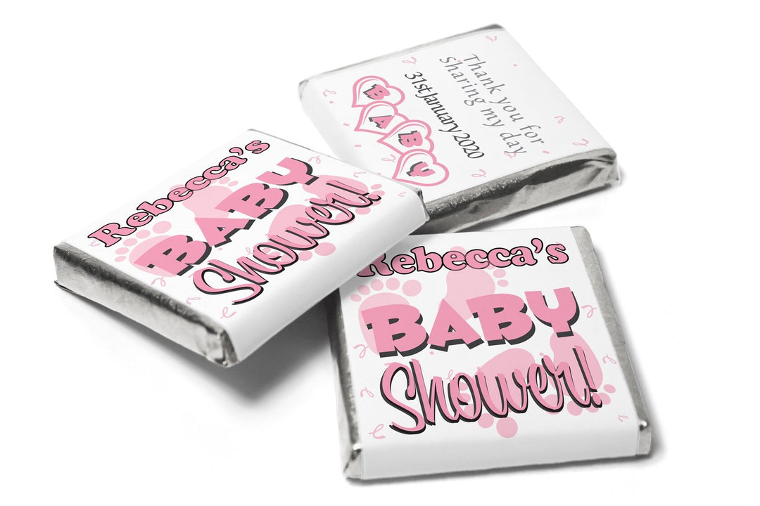 Baby Shower Chocolates - Personalised Favours - Neapolitan Chocolates - Girl V2