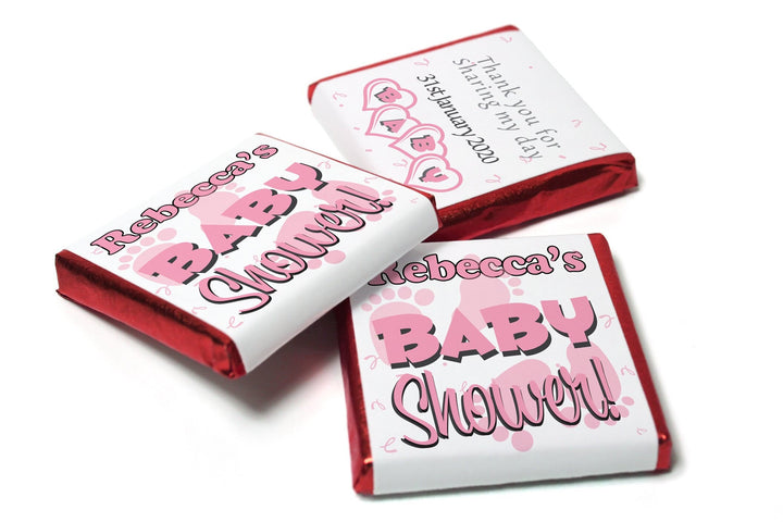 Baby Shower Chocolates - Personalised Favours - Neapolitan Chocolates - Girl V2