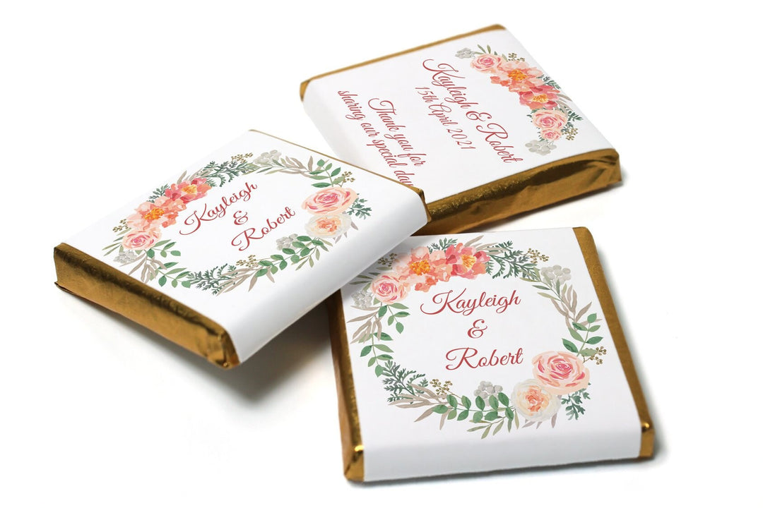 Floral Wedding Chocolates - Personalised Wedding Favours - Neapolitan Chocolates - V9