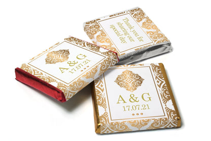 Wedding / Mehndi Chocolates - Personalised Wedding Favours - Neapolitan Chocolates -Gold Pattern - V13