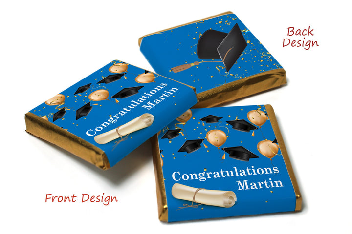 Graduation Day Chocolates - Personalised Favours - Neapolitan Chocolates - Blue Design