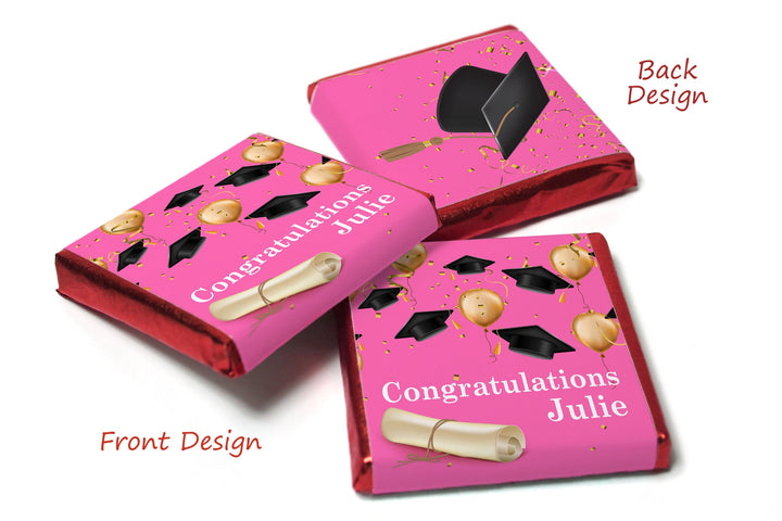 Graduation Day Chocolates - Personalised Favours - Neapolitan Chocolates - Pink Design