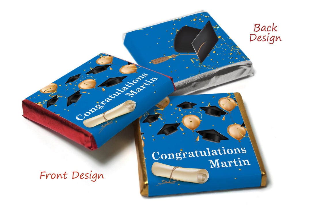 Graduation Day Chocolates - Personalised Favours - Neapolitan Chocolates - Blue Design