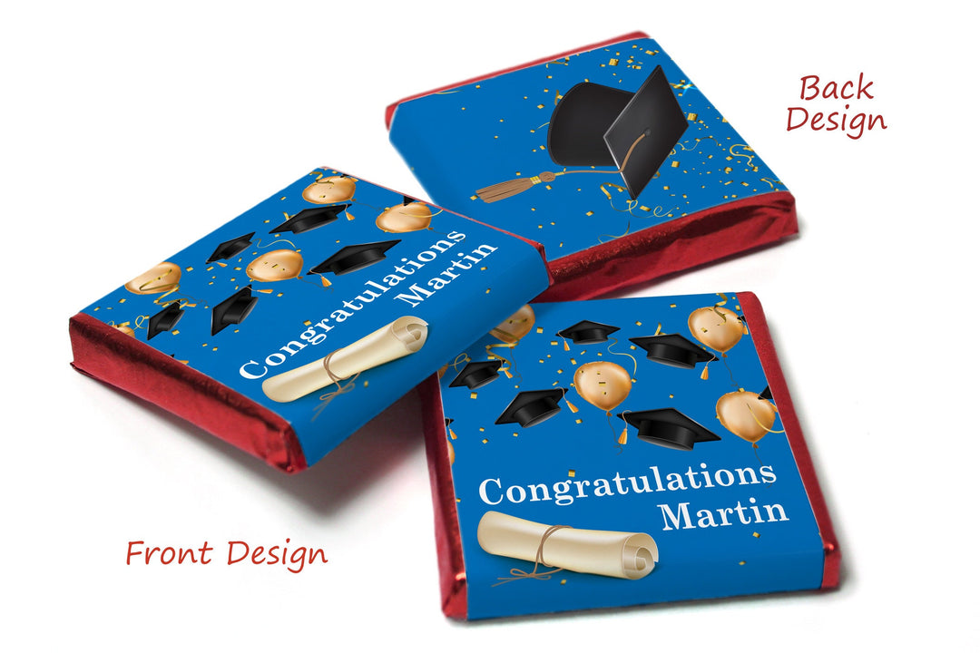 Graduation Day Chocolates - Personalised Favours - Neapolitan Chocolates - Blue Design