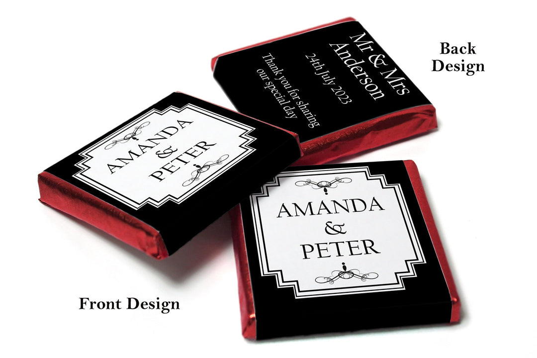 Wedding Chocolates - Personalised Wedding Favours - Neapolitan Chocolates - Gatsby - Black