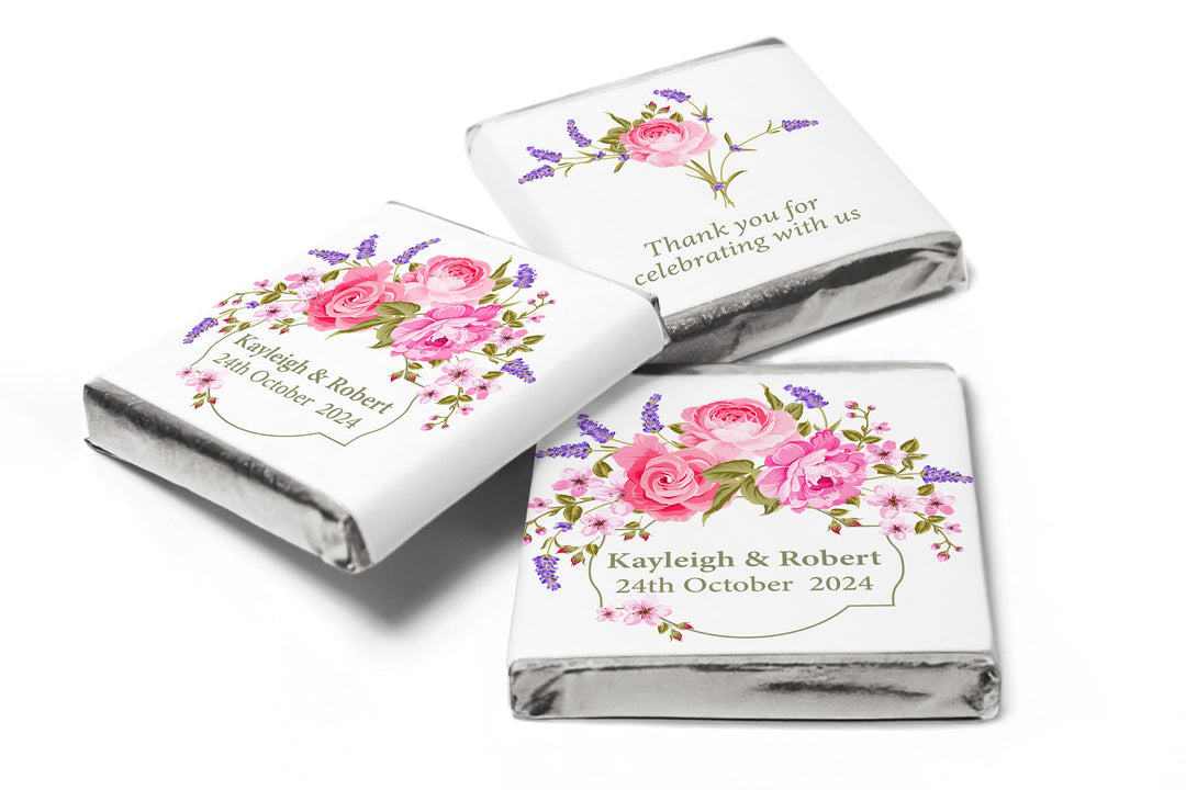 Floral Wedding Chocolates - Personalised Wedding Favours - Neapolitan Chocolates - V22