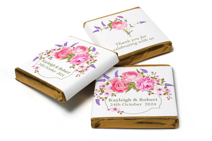 Floral Wedding Chocolates - Personalised Wedding Favours - Neapolitan Chocolates - V22