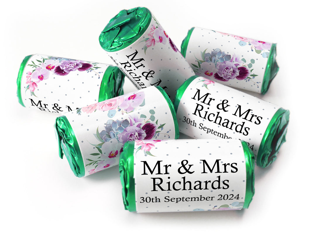 Wedding Sweets - Personalised Wedding Favours - Love Heart Sweets with Inner Foil choices - V5