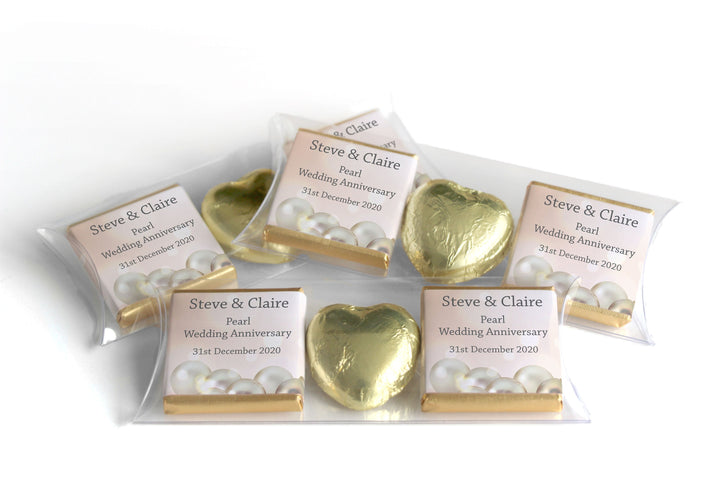 Choc Heart Trio Pearl Anniversary Chocolates - Personalised Favours - Neapolitan Chocolates - V1